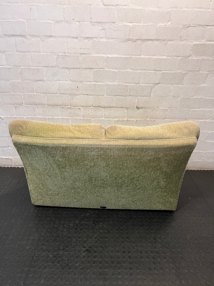 Corduroy Upholstered 2 Seater Couch in Olive Green