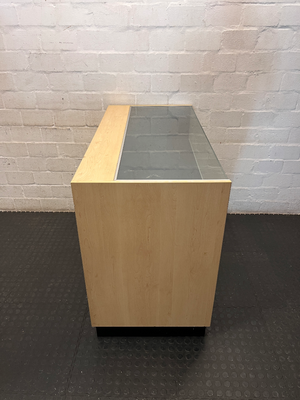 Light Wood-Look Glass Top Retail Display Counter