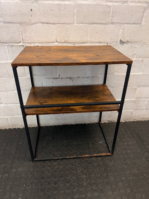 Industrial Style Metal and Wood-Look Side Table — Good Working Order - 2ndhandwarehouse.com