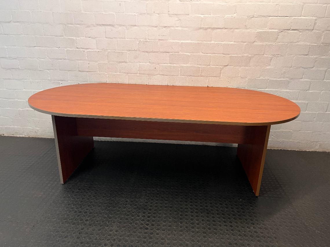 Oval Wood-Tone Boardroom Table — Good Working Order