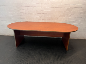 Oval Wood-Tone Boardroom Table — Good Working Order