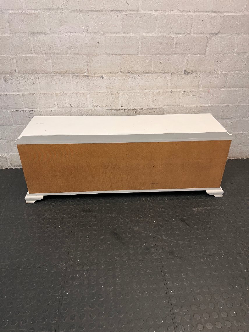 White Wooden Storage Kist with Drawers and Cupboard — Paint Chips on White Finish
