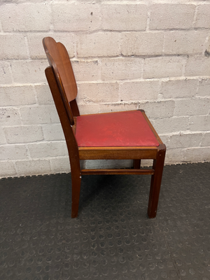 Vintage Wooden Dining Chair with Scalloped Backrest