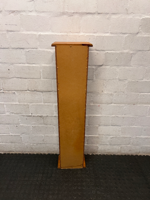 Tall Slim Pine-Finish Wooden Shelving Unit — Well Used Condition