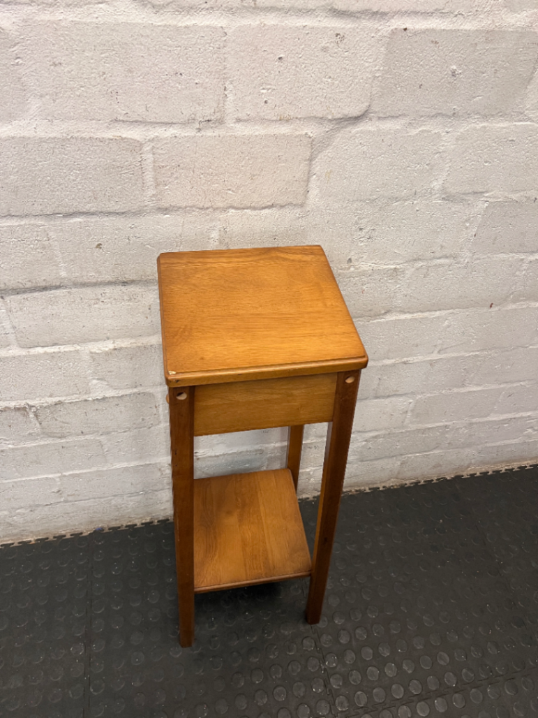 Tiered Wooden Plant Stand with Lower Shelf — Well Used Condition