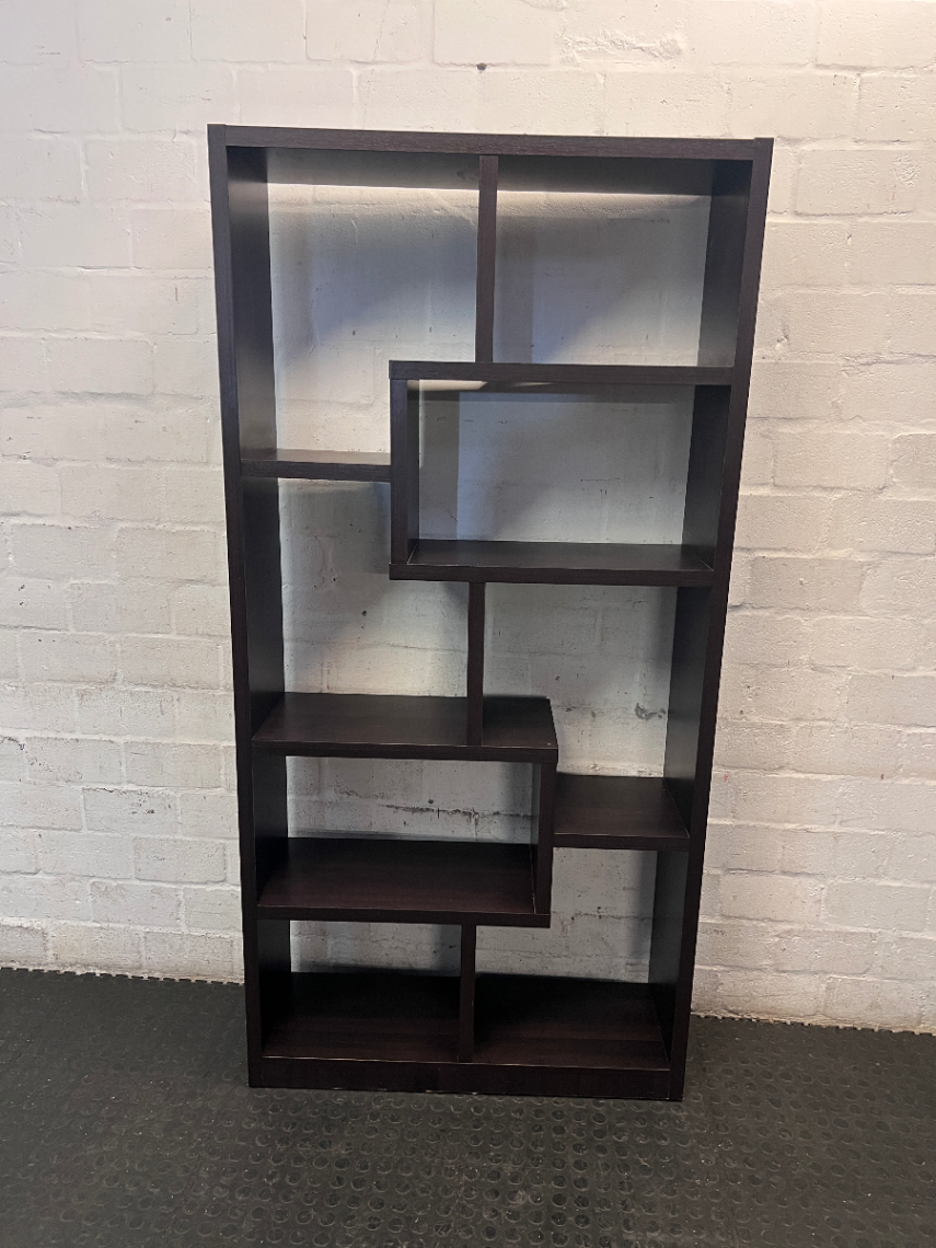 Dark Wood Geometric Open Bookshelf — Good Working Order