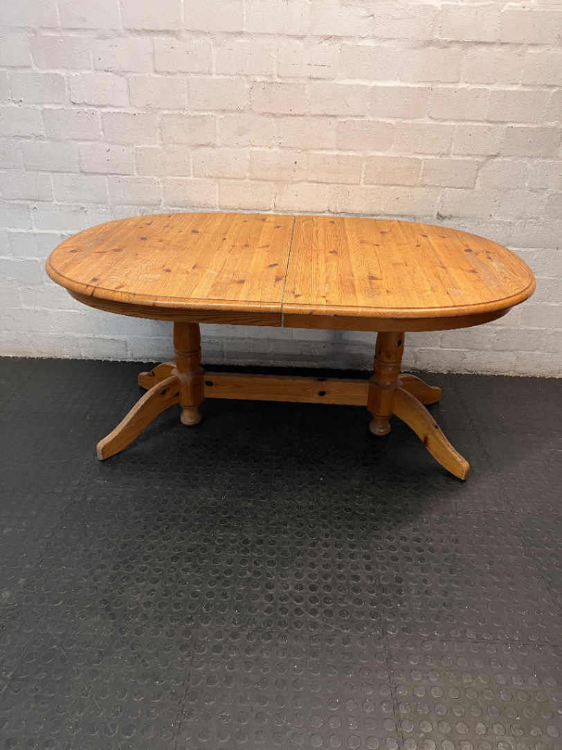 Oval Extendable Wooden Dining Table — Fair Condition with Surface Scratches and Wear