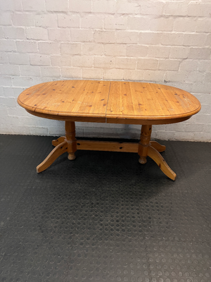 Oval Extendable Wooden Dining Table — Fair Condition with Surface Scratches and Wear