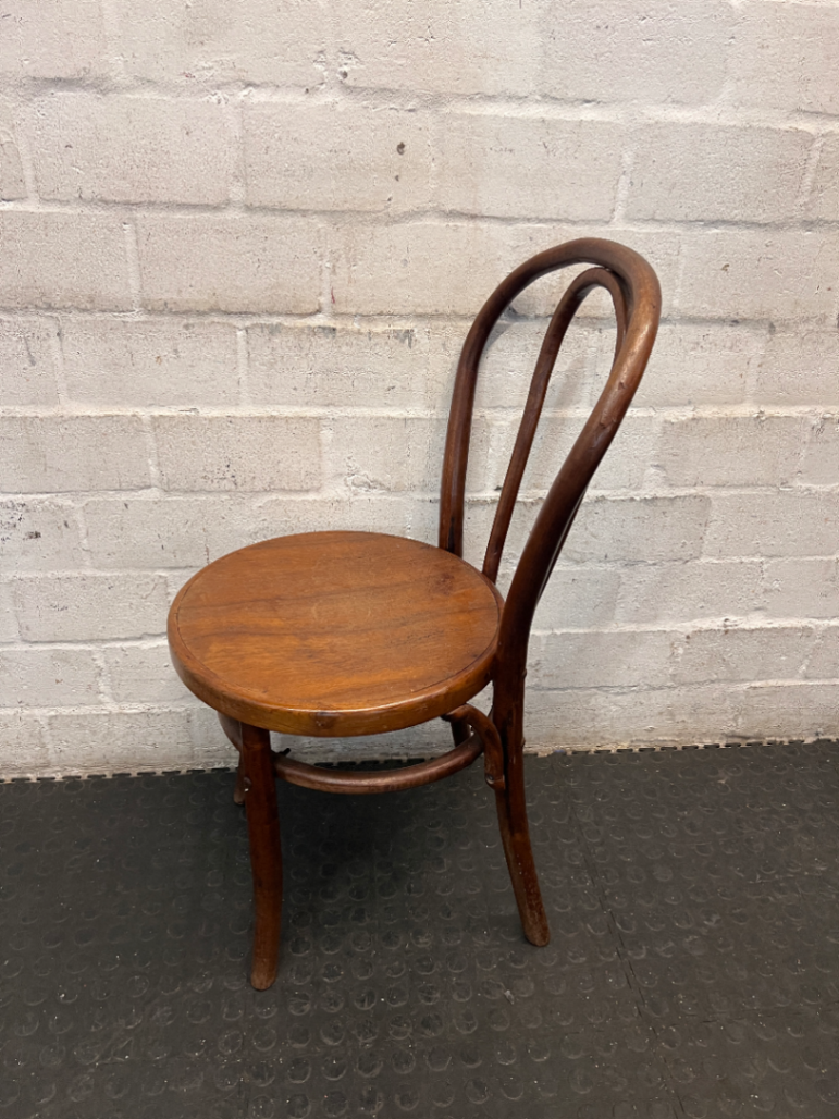 Vintage Bentwood Style Wooden Dining Chair — Surface Scuffs and Worn Varnish on Seats