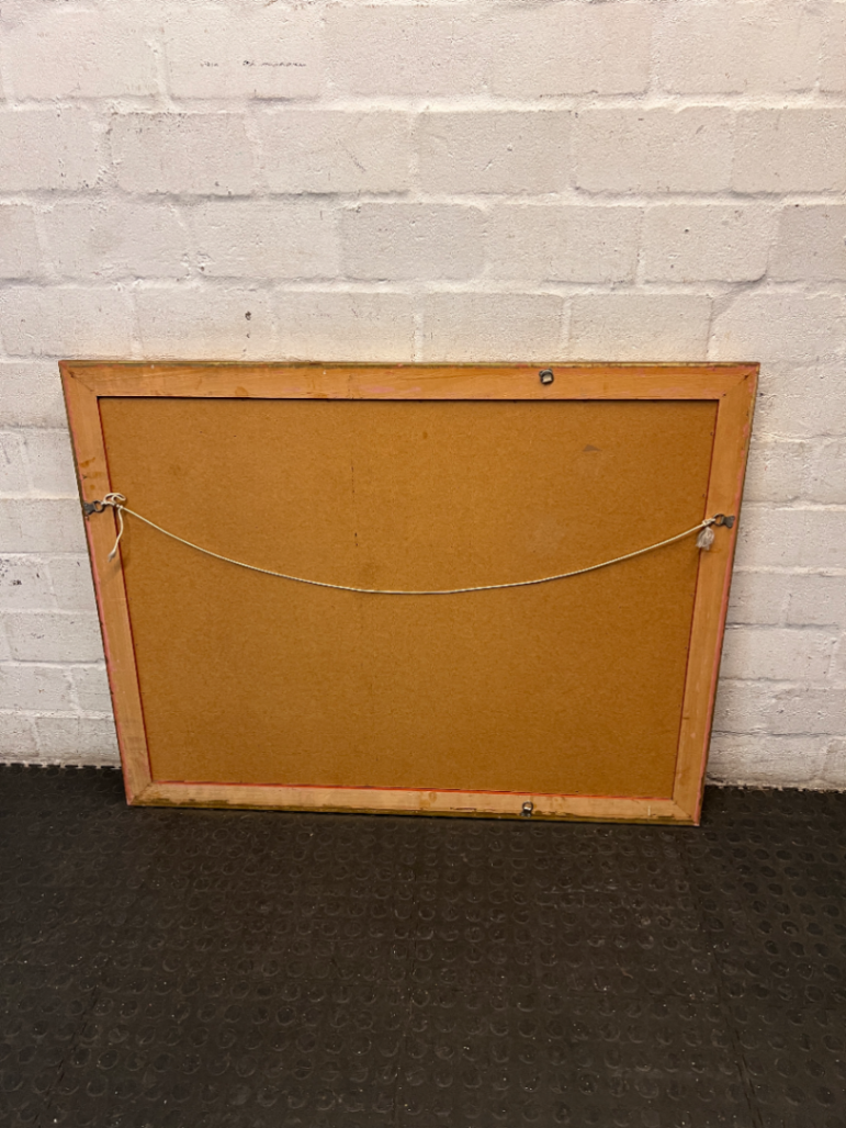 Ornate Gold-Toned Ribbed Wall Mirror — Good Condition