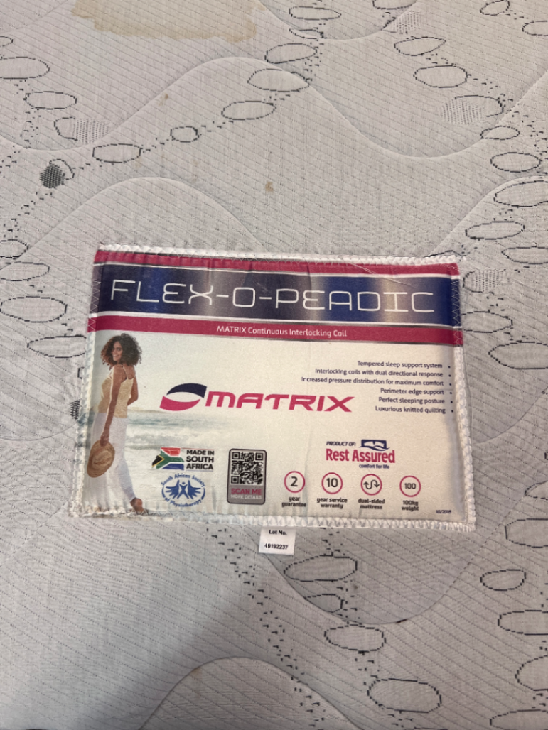 Queen Extra-Length Quilted Mattress — Fair Condition with Visible Wear