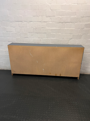 Low Horizontal Grey Multi-Compartment Bookshelf — Good Condition