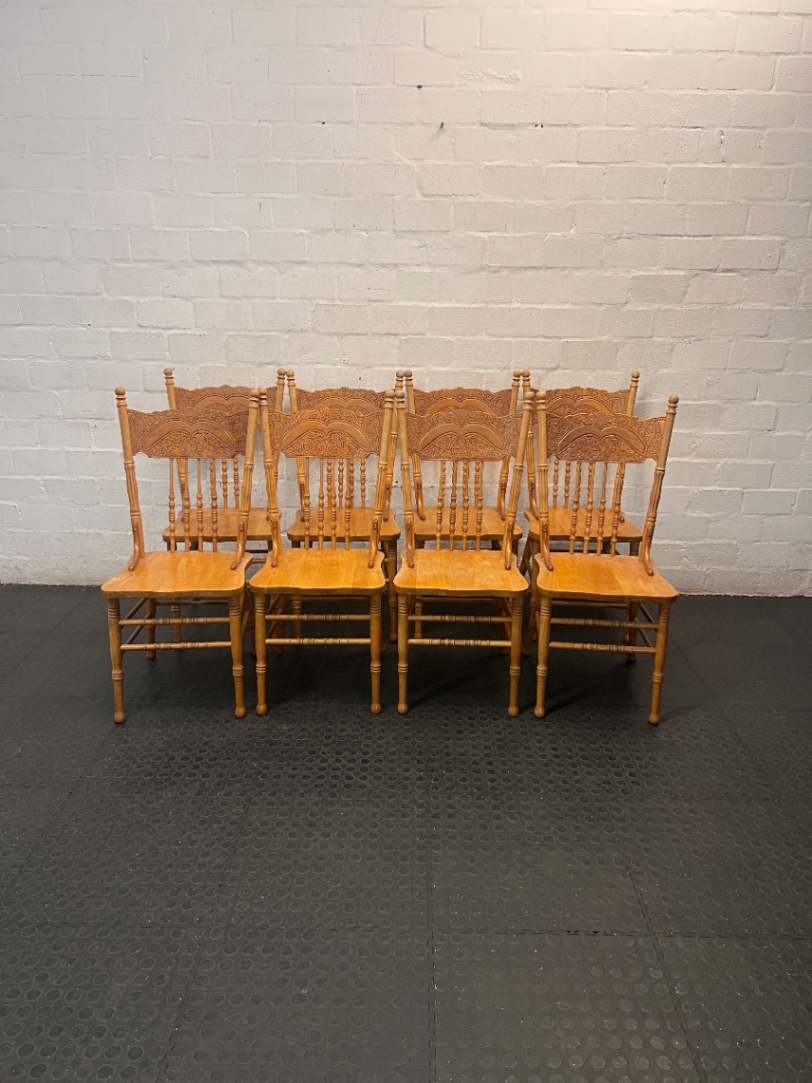 Carved Wooden Spindle Back Dining Chair