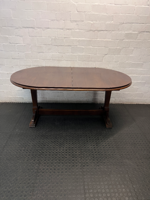 Oval Dark Wood Trestle Dining Table