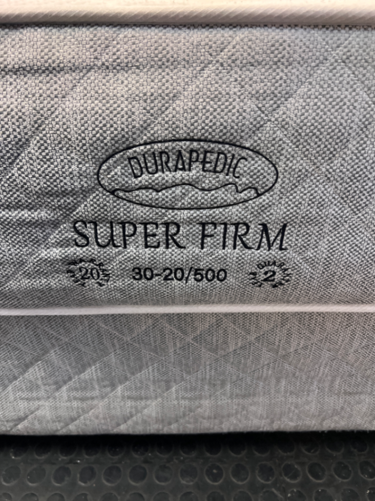 Queen Durapedic Super Firm Mattress and Base Set — Visible Light Surface Staining