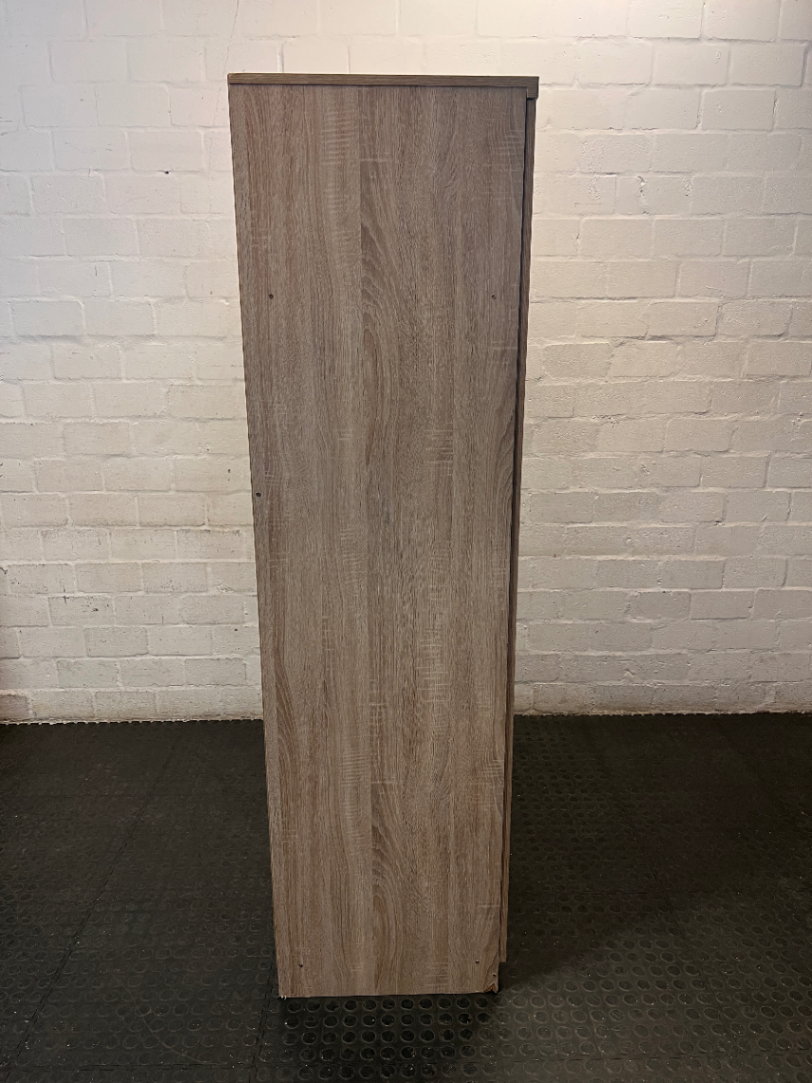 Light Brown 3-Door Wardrobe with 3 Drawers — No back board