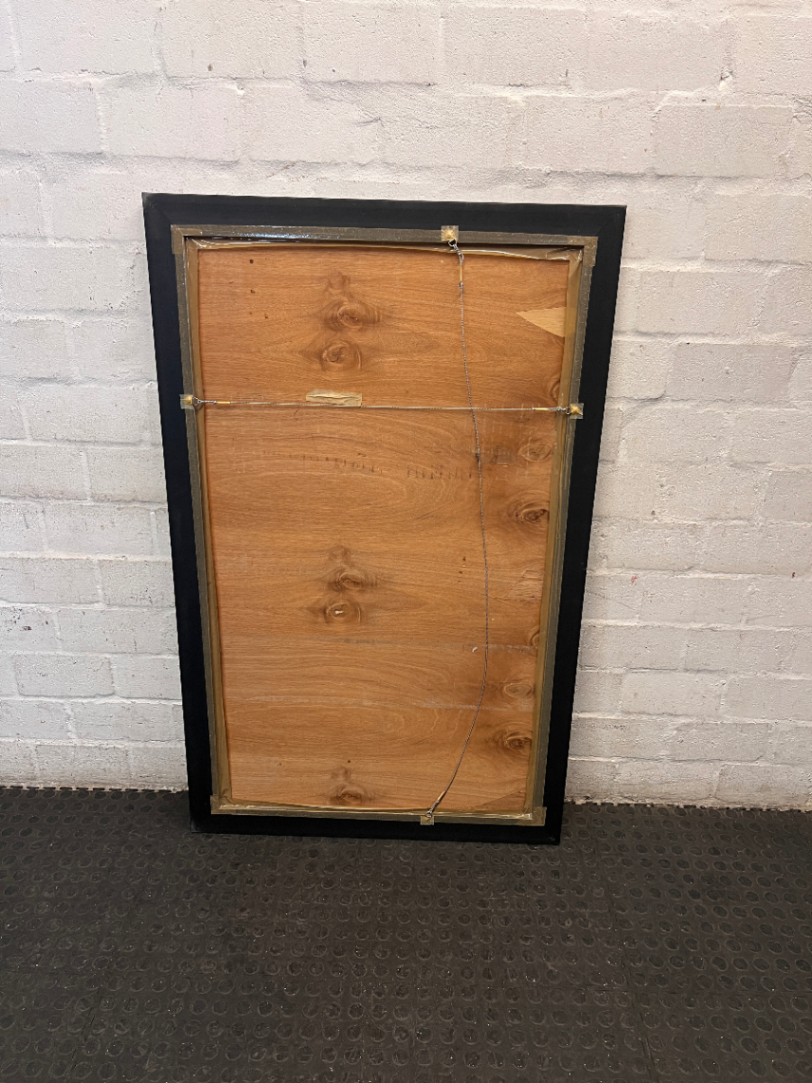 Large Rectangular Champagne Gold Beaded Mirror — Clean Condition