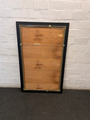 Large Rectangular Champagne Gold Beaded Mirror — Clean Condition