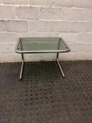Glass and Chrome Cantilever Side Table