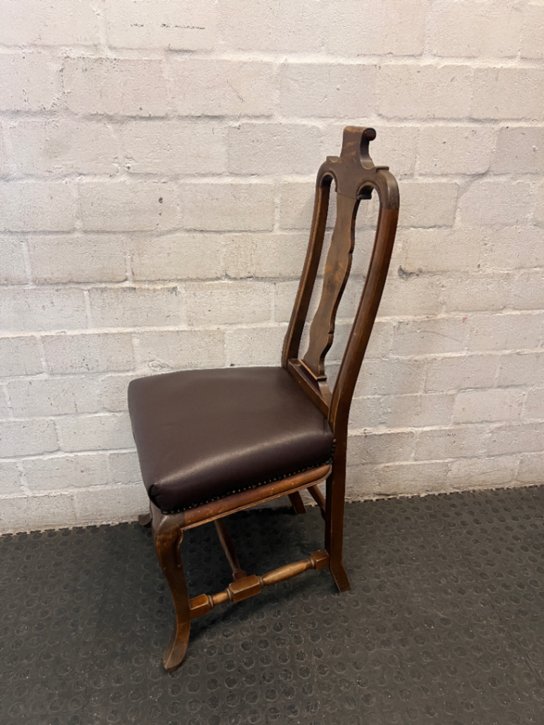 Weylandts Wood and Leather Dining Chair — One Chair Chipped at Top