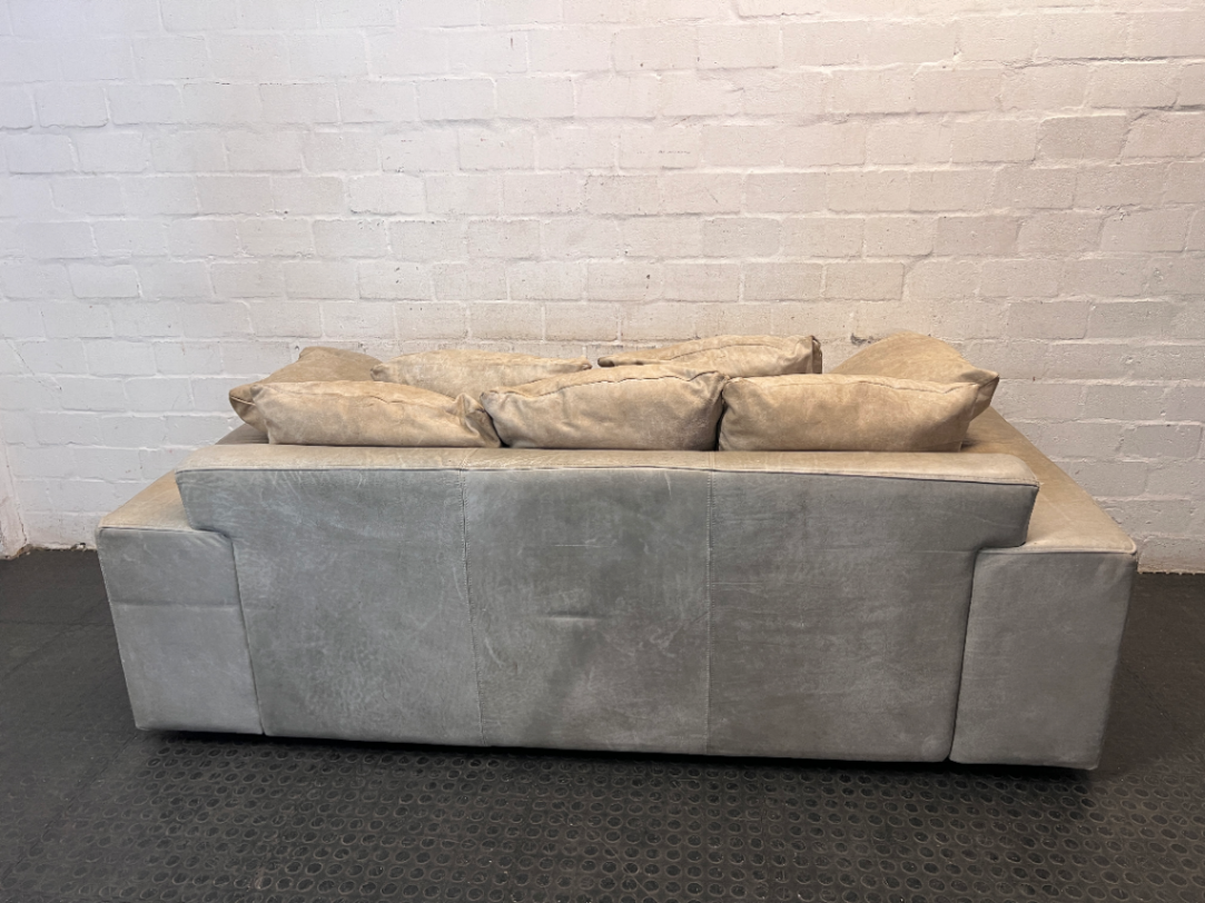 Coricraft 3 Seater Tan Leather Couch — Minor Wear and signs of use