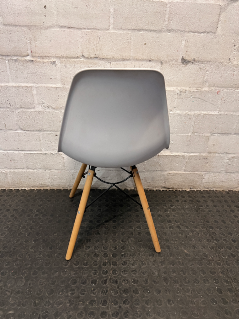 White Moulded Dining Chair with Wood Legs — Good Working Order