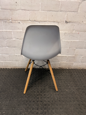 White Moulded Dining Chair with Wood Legs — Good Working Order