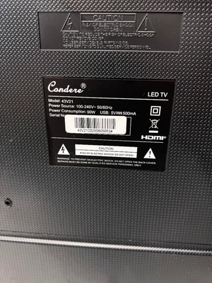 Condere 43-Inch Black Smart TV — Good Working Order