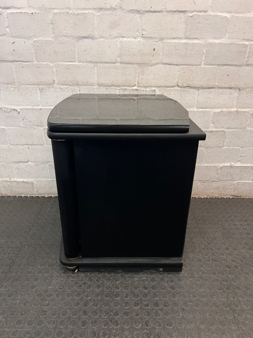 Black Swivel Top TV Unit with Glass Doors — Good Condition