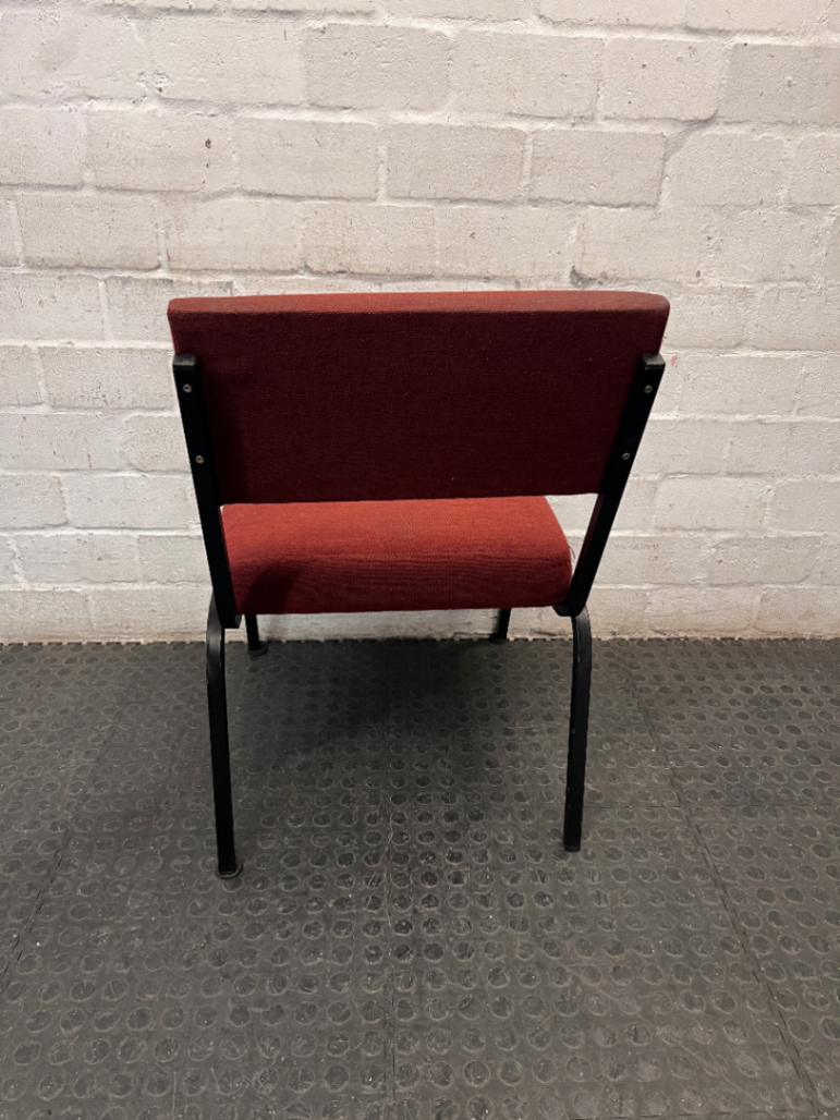 Red Fabric Mid Back Office Visitor Chair — Aged But Structurally Sound