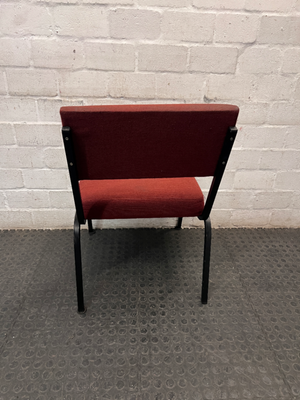 Red Fabric Mid Back Office Visitor Chair — Aged But Structurally Sound