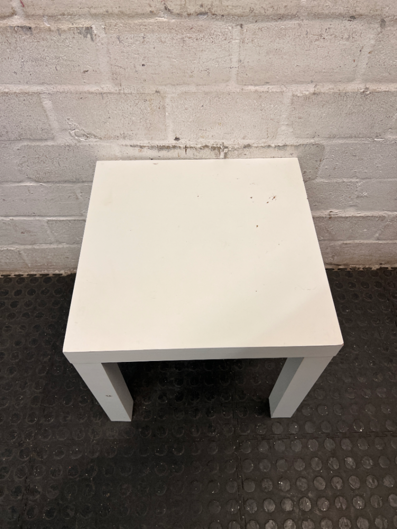 Square White Minimalist Side Table — Broken Parts and Damaged Legs