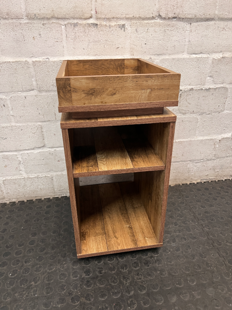 Wooden Grain Side Table with Tray Top