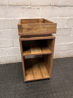 Wooden Grain Side Table with Tray Top