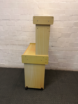 Light Oak Wood Computer Desk with Pull-Out Tray and Hutch — Minor Wear