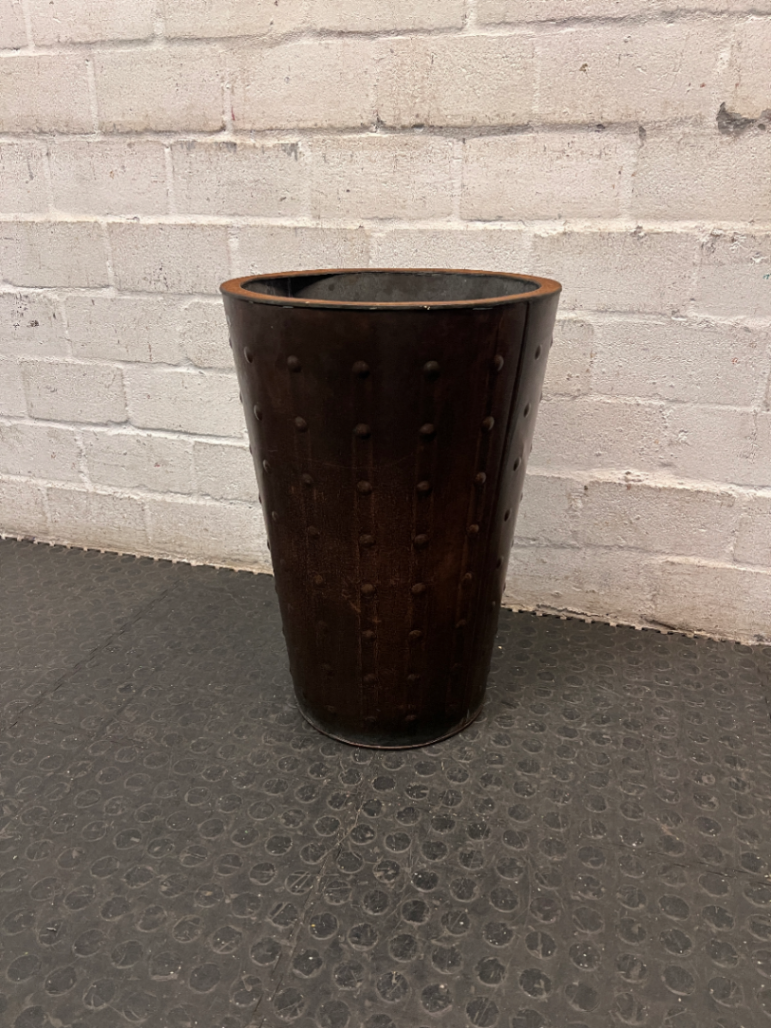 Studded Tapered Metal Planter Pot