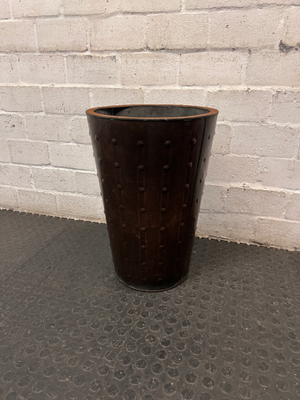 Studded Tapered Metal Planter Pot