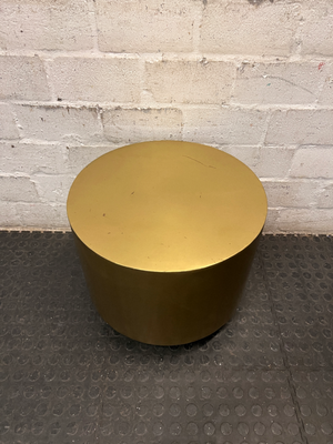 Round Gold Metallic Drum Side Table
