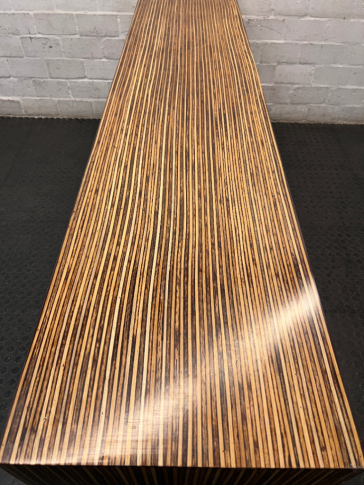 Contemporary Layered Wood Console Table — Used; Fair Condition