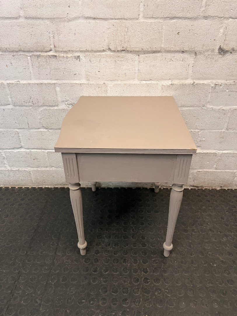 Painted Grey Bedside Table with Ceramic Knob — Good Condition