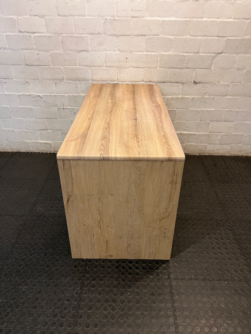 Modern Oak and White Office Desk with Drawers — Used; Fair Condition