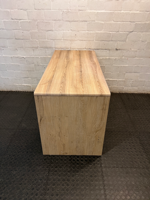 Modern Oak and White Office Desk with Drawers — Used; Fair Condition