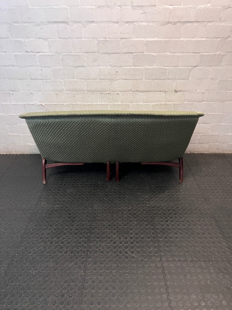 Vintage 2 Seater Couch in Patterned Green Fabric