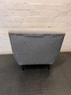 Grey Cotton Upholstered 1 Seater Couch — Missing One Leg and Damaged Support