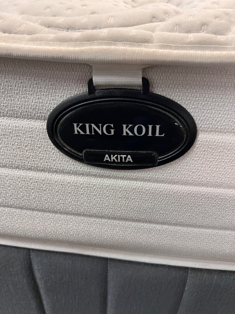 Double King Koil Mattress and Grey Upholstered Base