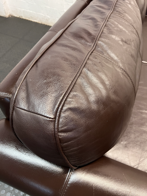Dark Brown 3 Seater Couch with Stud Detail — Clean and Well Maintained