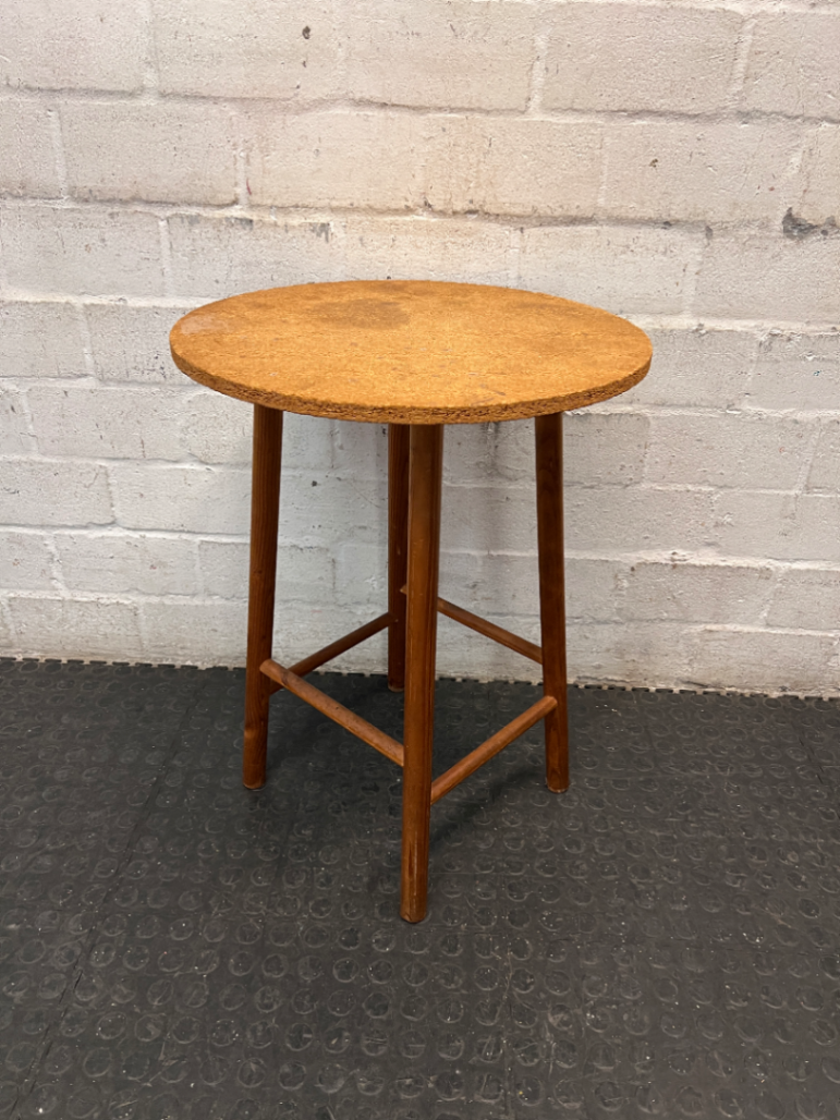 Round Wooden Tripod Side Table — Well Used Fair Condition