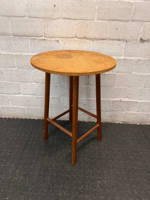 Round Wooden Tripod Side Table — Well Used Fair Condition