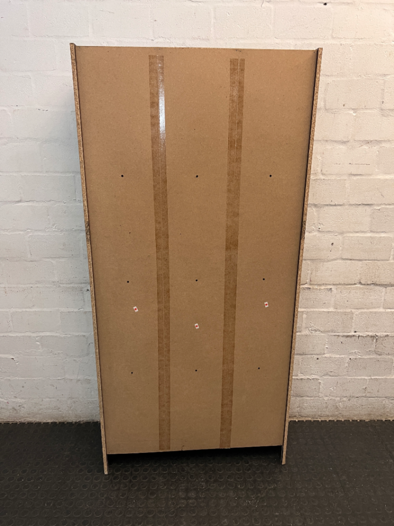 Dark Wood-Grain Laminate 8-Cubby Bookshelf — Good Working Order