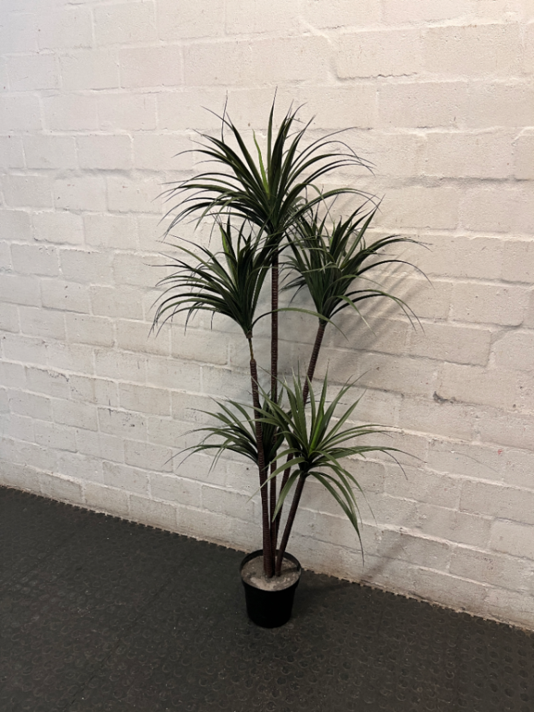 Multi-Stemmed Artificial Dracaena Plant in Black Pot